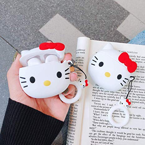 Gift-Hero Compatible with Airpods 1&2 Soft Silicone Cute Case, Cartoon 3D Fun Animal Funny Cool Kawaii Design Designer Kits Character Skin Fashion Cover for Girls Boys Kids Teens Air pods (3D Kitty)