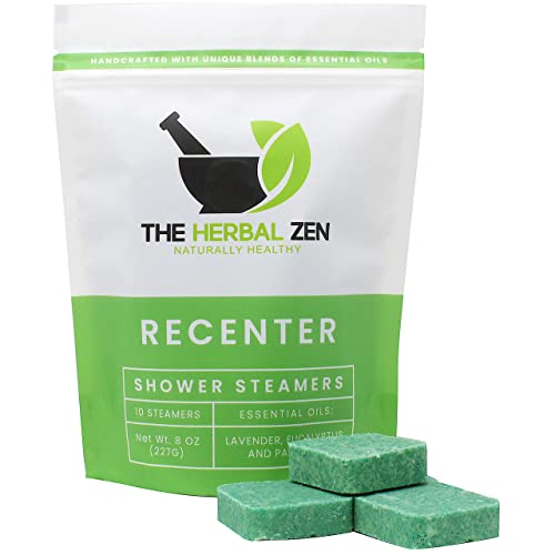 Recenter Shower Steamers with Essential Oils by The Herbal Zen Aromatherapy Shower Bombs (Pack of 10)