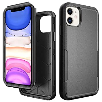 Cubix® Full Body Armor Cover for Apple iPhone 11 Pouch Hard PC   Soft TPU 3-Layer Military Grade Back Case (Black)