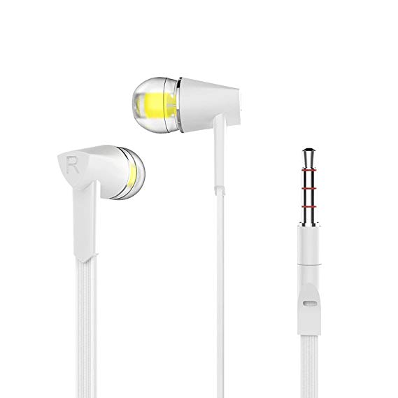 Wired Earphones, BYZ in-Ear Wired Earbuds Stereo Headphone Microphone Running Gym Jogging Sport-White