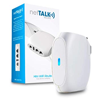 netTALK ezLINQ Mini WiFi Router with VoIP for Internet Phone Service | Wireless Internet Hotspot and WiFi Boost Signal Repeater Mode Capabilities