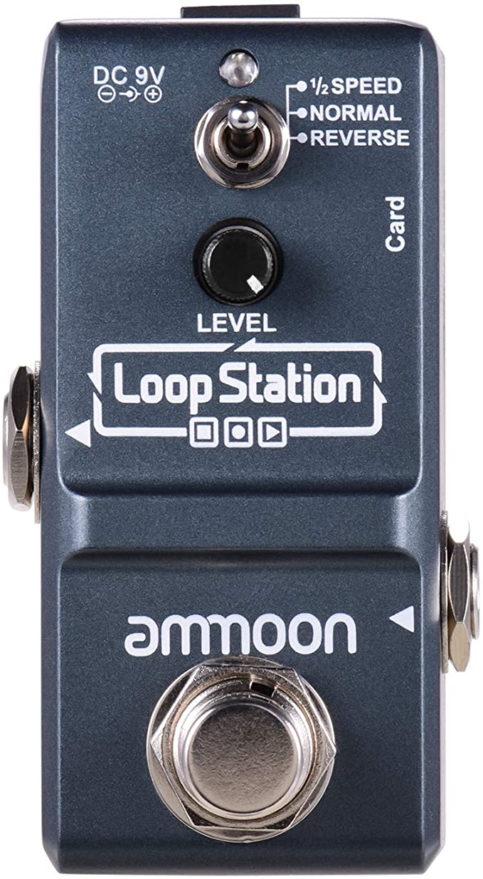 ammoon Looper Mini Guitar Looper Effect Pedal 10 Minutes Recording Time 3 Working Modes True Bypass Full Metal Shell with 1GB Memory Card - Gray