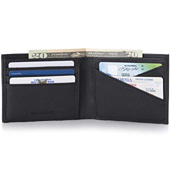 Alpine Swiss Double Diamond Mens RFID Bifold Wallet with Divided Bill Section