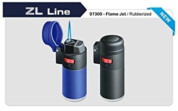 Black Or Blue Rubber Zenga Lighter With Flame Lock, Windproof Lighter, Electronic Lighter, Refillable Lighter, Jet Lighter, Gas Lighter, Turbo Lighter, Blowtorch Lighter, Transparent Lighter, See Through Lighter, Clear Lighter, (Blue)