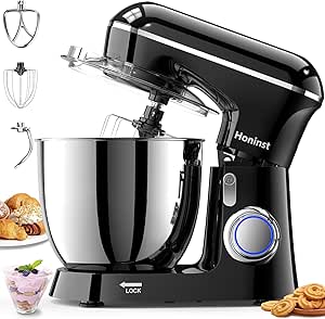 Stand Mixer, 6.5QT 10-Speed 660W Tilt-Head Electric Stand Mixer, 3-In-1 Kitchen Mixer with Bowl, Dough Hook, Whisk and Beater, Food Mixer for Baking, Cake and Most Home Cooks, Black