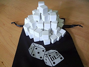 100 Blank White Dice 16MM with Storage Bag
