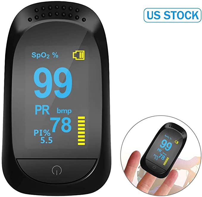 Pulse Oximeter Fingertip Blood Oxygen Saturation Monitor for Pulse Rate with Lanyard -Black