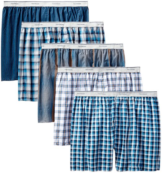 Fruit of the Loom Men's  Contemporary Plaid and Stripe Boxer(Pack of 5)