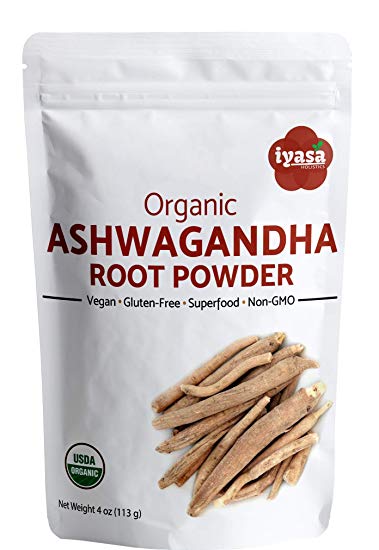 Organic Ashwagandha Powder, Withania Somnifera, Trial Pack of 4 Oz/112 Gm, Raw Superfood, Boosts Sleep and Energy, Always Fresh, Resealable Pouch of 4 oz / 113gm