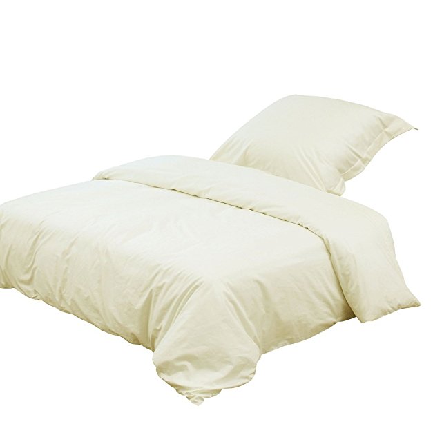 Bedecor 2 Pcs Bed Cover Set - 135 x 200 cm Duvet Cover with 80 x 80 cm Pillow Case, Cream