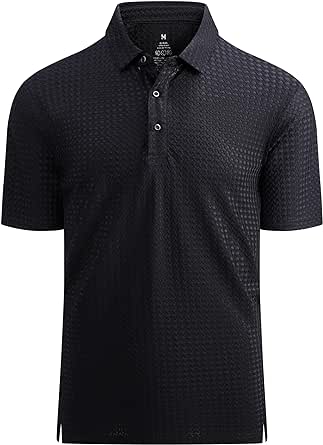 Alex Vando Mens Bubble Jacquard Polo Shirt Super Stretch Short Sleeve Polo Shirts for Men