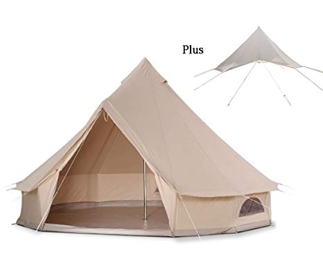DANCHEL Stand Bell Tent with Wind Water Protection Flying, Light Khaki