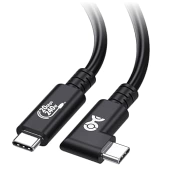 Cable Matters [USB-IF Certified] 20Gbps Right Angle USB 4 Cable 6.6ft, with 8K Video, 240W Charging, Compatible with Thunderbolt 4 Port, iPhone 15 Pro Max, Apple Vision Pro, MacBook, XPS, Surface