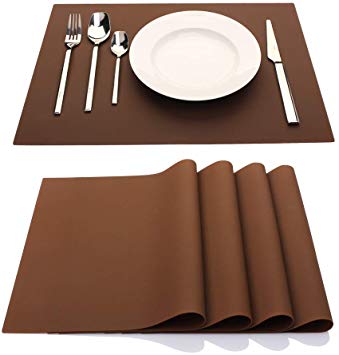 ME.FAN Silicone Placemats [17.7’’x12.6’’] Heat-Resistant Thicken Non-Slip Tablemats Stain Resistant Anti-Skid Washable Reusable Table Mats Set of 4 (Coffee)