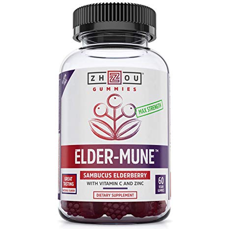 Elder-mune Elderberry Gummies 125mg Elderberry Supplement with Vitamin-c and Zinc for Immune Support, 8.48 Ounce