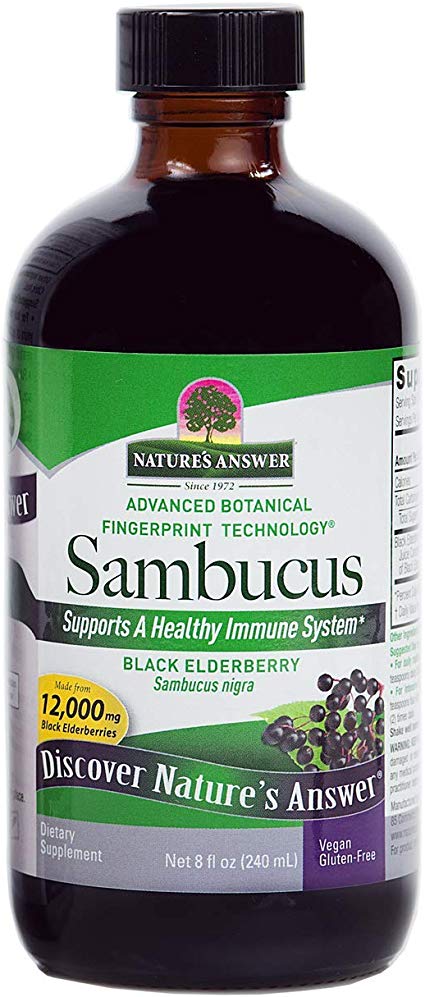 Nature's Answer Sambucus Black Elder Berry Extract in Plastic Bottle Light Weight Non Breakable Bottle Alcohol-Free 8-Fluid Ounces