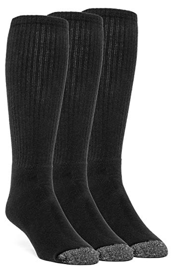 YolBer Men's Cotton Super Soft Over the Calf Cushion Socks - 3 Pairs