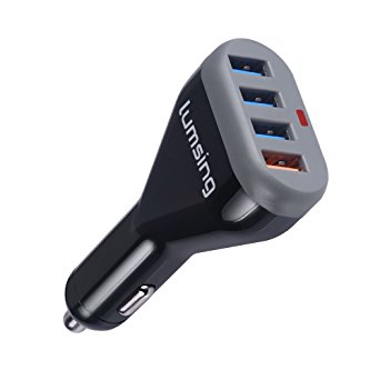 USB Car Charger, Lumsing 48W 4-port Quick Charge 2.0 Car Charging Station for Samsung Galaxy S7, S7 Edge, S6 Edge Plus, S6, Nexus 6, LG G4, iphone 6, Smartphone, tablets and more (black)