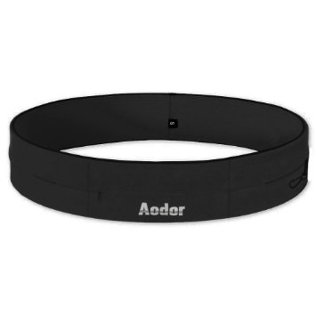 Aodor Running Belt Waist Pack-Reflective Strips Can Visible In The Night-Fit IphoneSamsungSmartphone-Perfect For MenWomen To Enjoy WorkoutCyclingHikingWalkingRunning-Black-S