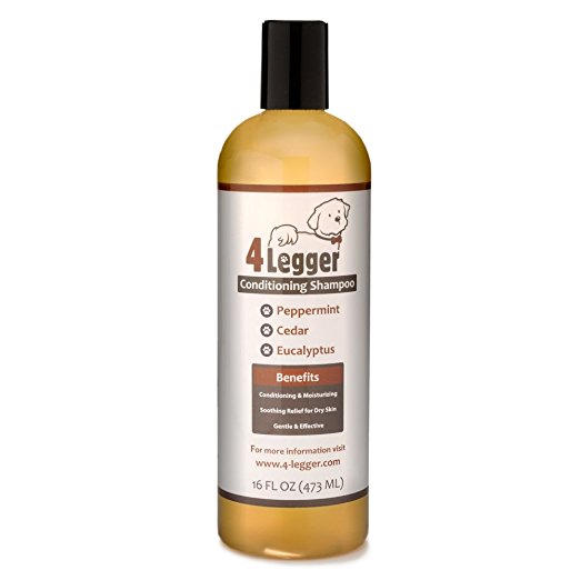 4-Legger Certified Organic Dog Shampoo with Conditioner - All Natural Antibacterial and Antifungal, with Cedar Peppermint Eucalyptus, and Aloe, Non-Toxic, Normal to Dry and Itchy Skin - USA - 16 oz