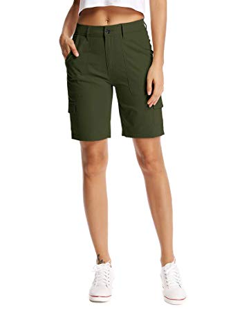 Women's Relaxed Fit Casual Solid Cargo Bermuda Shorts