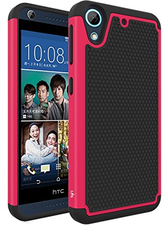 HTC Desire 626 / 626s Case, LK [Shockproof] Hybrid Dual Layer Armor Defender Protective Case Cover for HTC Desire 626 / 626s (Hot Pink)