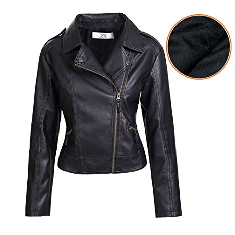 Artfasion Women's Slim Tailoring Faux Leather PU Short Jacket Coat