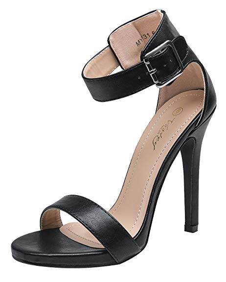 VOSTEY High Heel Shoes Glitter Heel Sandals for Women Strappy Pumps