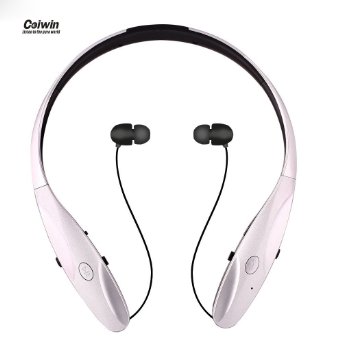 Bluetooth Headphones, Coiwin HBS-950 Bluetooth Neckband Sport Headset Retractable In-ear Earbuds,Hand-free Noise Canceling Headphones for Iphone,Ipad,Samsung and Other Bluetooth Device(HBS-950-Silver)