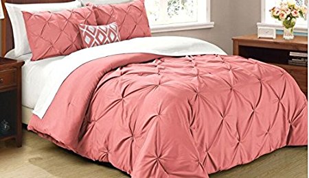 Cathay Home Oasis PinTuck Comforter Set, Full/Queen, Coral