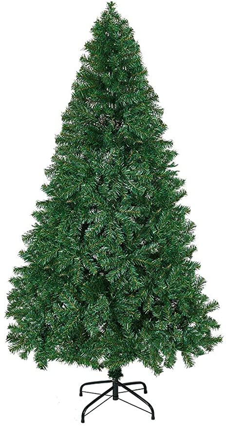 LUCKYERMORE 7 FT Artificial Christmas Pine Tree Premium with Metal Leg and Dust Proof Bag 1000 Tips,Green