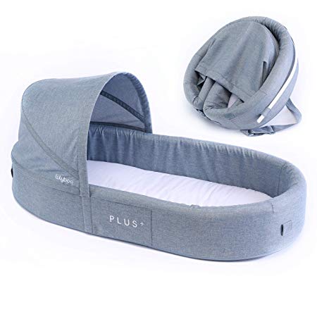 Lulyboo Bassinet Plus  Infant to Toddler Portable Travel Bed (Denim)