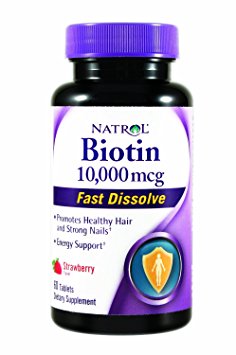 Natrol Biotin Fast Dissolve Tablets, 10,000 mcg, 60 Tab. Pack of 2