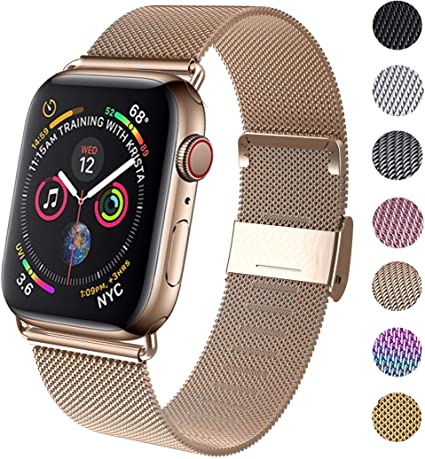 GBPOOT Compatible for Apple Watch Band 38mm 40mm 42mm 44mm, Wristband Loop Replacement Band for Iwatch Series 4,Series 3,Series 2,Series 1-Gold 38mm/40mm