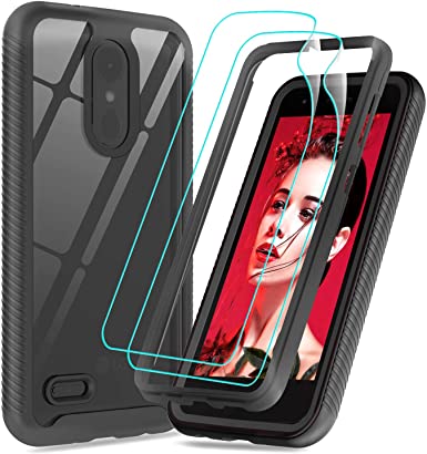 LeYi Compatible for LG Tribute Empire Case, LG Aristo 3 Phone Case, LG Rebel 4 LTE/Aristo 2/Fortune 2/Tribute Dynasty/Aristo 2 Plus Case with Screen Protector, Full-Body Bumper Clear Cover, Black