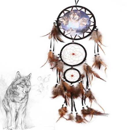 YYAO Dream Catcher  Handmade Traditional Original Wolf Totem65289 63 Diameter 295 Long 65288With a Gift