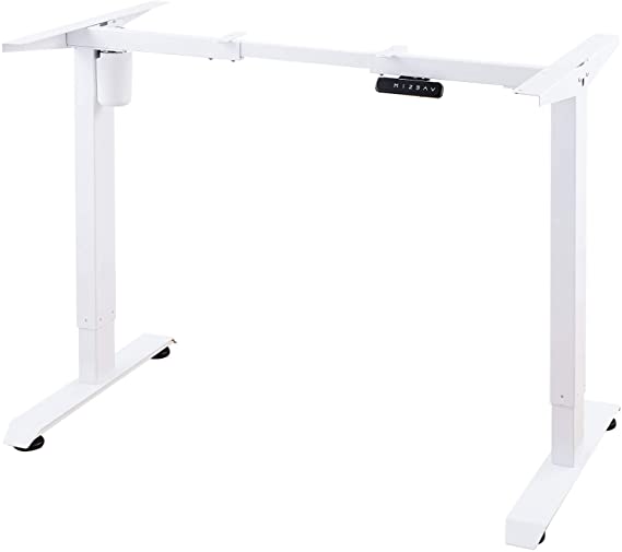 CO-Z Electric Standing Desk Frame Three-Stage with Adjustable Sit Stand Desk Frame for Home Office | Motorised Desk Frame | Custom Computer Gaming Desk,100kg Capacity, White(Without Desk Top)