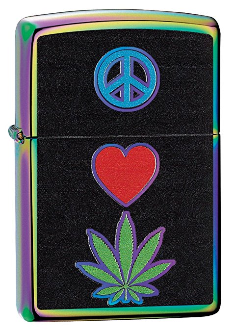 Zippo Custom Lighter: Peace, Love and Weed - Spectrum 79020