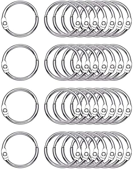 Antner 100 PCS Loose Leaf Binder Rings 1.2 Inch Nickel Plated Book Rings Key Rings Key Chains for Home School Office