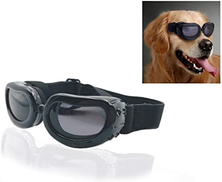 SUCCESS Dog Goggles Small, Dog Sunglasses UV Protection, Foldable and Adjustable Pet Sunglasses for Doggy Puppy Cat, Waterproof Eyewear for Travel, Skiing, and Anti-Fog.