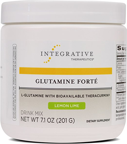 Integrative Therapeutics - Glutamine Forté - L-Glutamine with Bioavailable Theracurmin - Lemon Lime Flavor - 7.1 oz