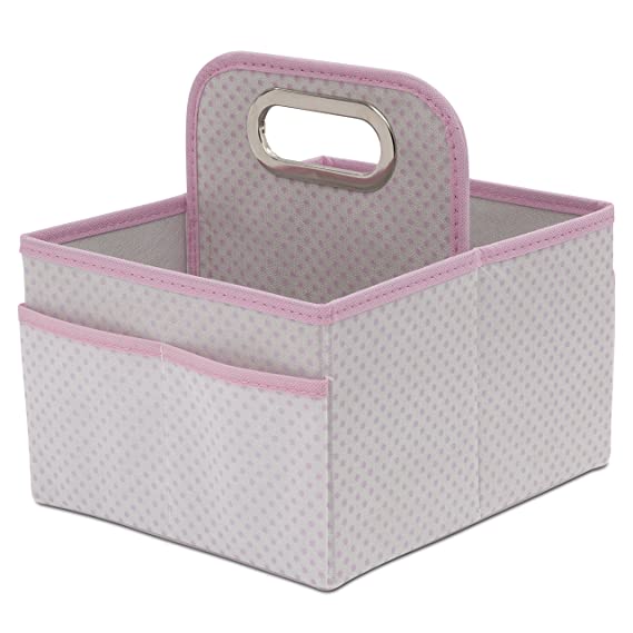 Delta Children Portable Nursery Caddy - Essential Lightweight Storage Bin with Multiple Compartments - Easy Storage/Organization Solution, Infinity Pink