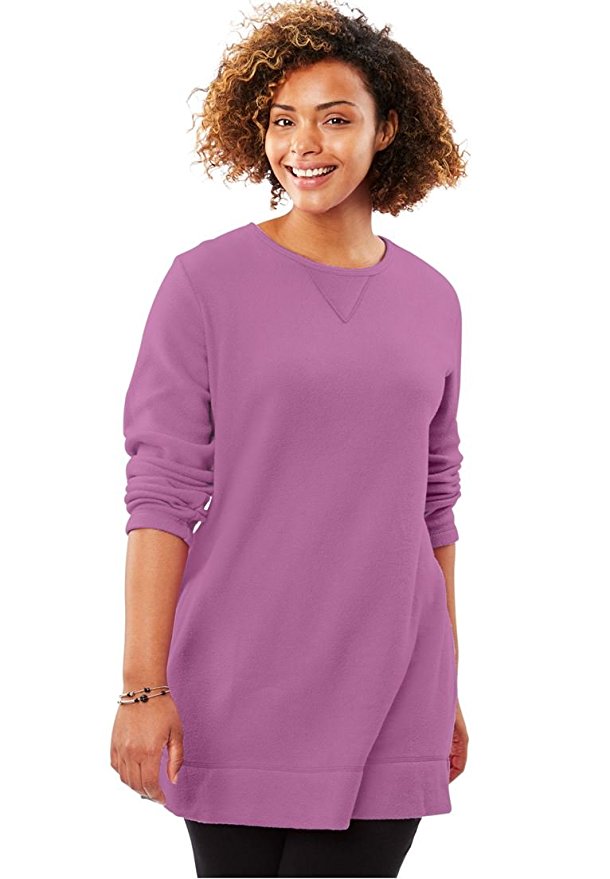 Women's Plus Size Cozy Fleece Tunic Sweatshirt