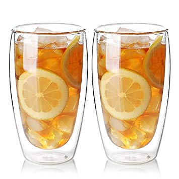 Zen Room Ultra Clear Strong Double Wall Glass, Insulated Thermo & Heat Resistant Design, Dishwasher and Microwave Safe, Made of Real Borosilicate Glass (16oz Set of 2)