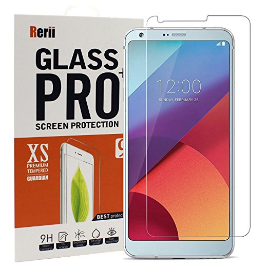 LG G6 Tempered Glass Screen Protector, Rerii Tempered Glass, Screen Protector for LG G6, High Definition, 9H Hardness, 0.3mm Thickness, Delicate Touch, Real Glass Screen Protector