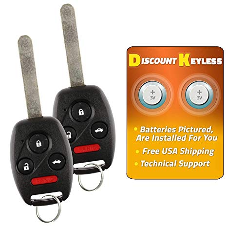 Discount Keyless Replacement Uncut Car Entry Remote Fob Key Combo Honda Civic EX Si N5F-S0084A (2 Pack)
