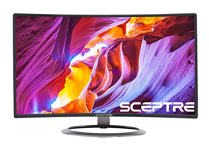 Sceptre C248W-1920R 24" Curved 75Hz Gaming LED Monitor Full HD 1080P HDMI DisplayPort VGA Speakers Ultra Thin Metal Black & Razer Cynosa Chroma Gaming Keyboard