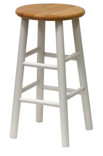 Winsome Wood 24-Inch Beveled Seat Barstool with Natural and White Finish, Set of 2