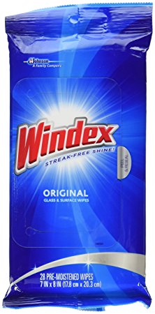 Windex Original Glass and Surface Wipes, 28 Count