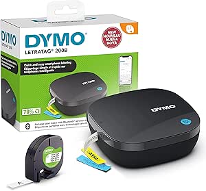 DYMO LetraTag 200B étiqueteuse Bluetooth | Imprimante d'étiquettes compacte | Se connecte à iOS et Android à l'aide de la technologie Bluetooth sans fil | Inclut 1 ruban en papier blanc